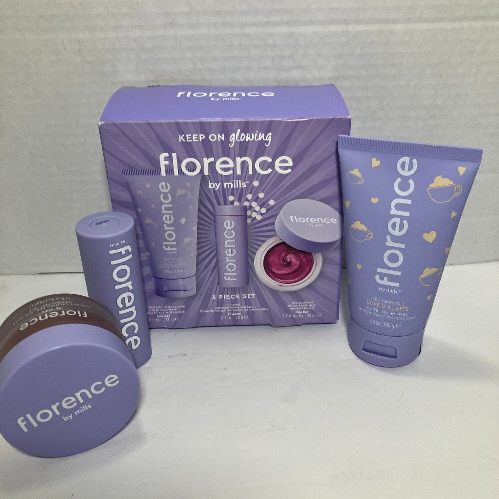 Florence Keep On Glowing Mask 3pc Set Hit Reset Love U A Latte Coffee Mind Glow